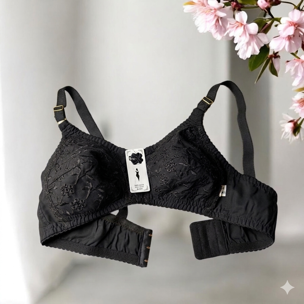 Galaxy Premium Floral Embroidered Soft-Cotton Bra – Pack of 4 (Luxury Comfort)