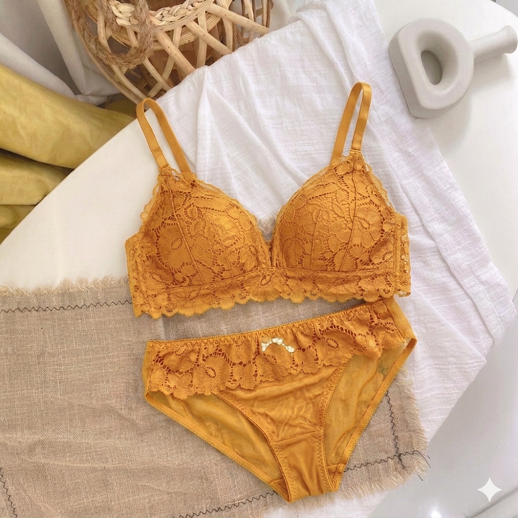 Blossom Lace Comfort: Wireless Bralette & Panty Set
